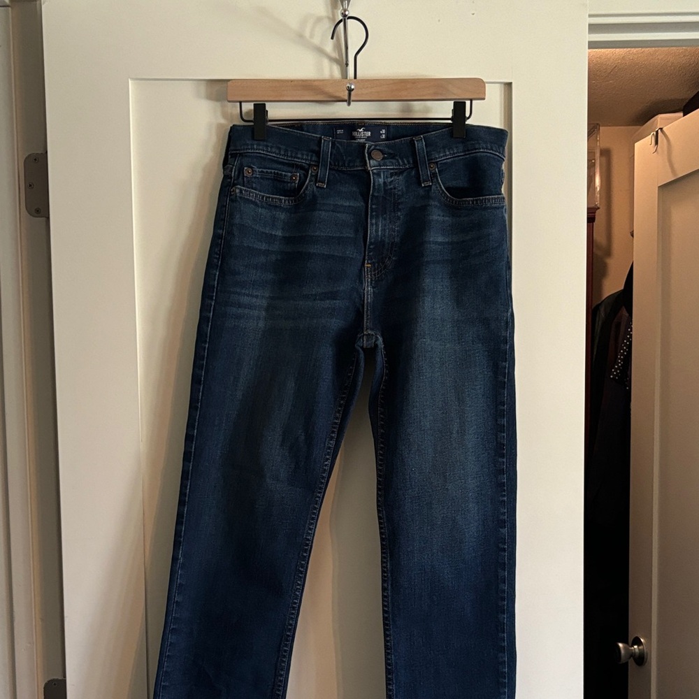 Hollister Straight Leg Dark Blue Denim Jeans